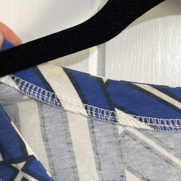 Mahi Gold blue and white t shirt 3/4 sleeve cotton dress. Size small. - Picture 3 of 5